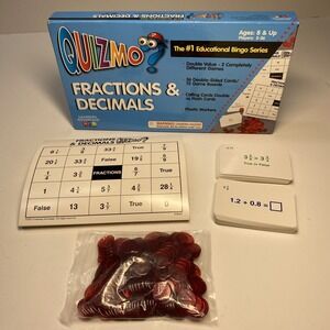 QUIZMO FRACTIONS & DECIMALS #1 Educational Bingo Series Game-Math-Homeschool